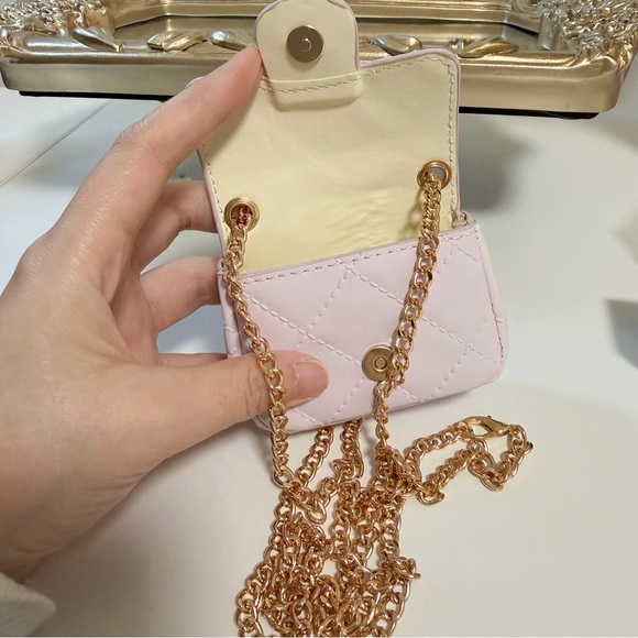 Mini Quilted Flap Bag, Soft Lavender Purple, Magnetic Closure - Picture 6 of 7